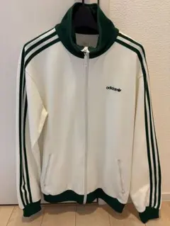 【90〜00's／白タグ／極美品】アディダストラックジャケット　 白×緑 XL