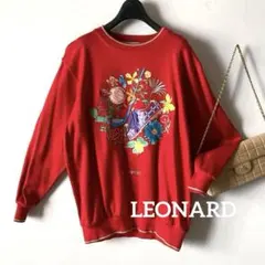 レオナール ＊上質コットン 刺繍デザインたっぷりゆるニット＊F