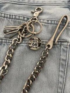 ウォレットチェーン アメカジ 古着　シルバー オープナー カラビナ キーフックのサムネイル