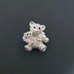未使用✨クマ型クリスタルブローチ✨母の日ギフトクマさんが小さなくまちゃんを抱っこ