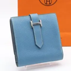 極美品】HERMES ベアンスフレ 長財布 ヴォーエプソン ブルー - メルカリ