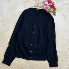 【UNIQLOユニクロ】UVカット クルーネック カーディガン ブラック Ｍ