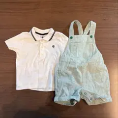 プチバトー　サロペット　ポロシャツ　セット