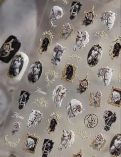 乗馬 馬 馬柄ネイルステッカー クラシック