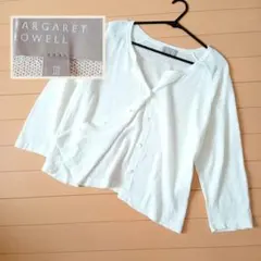 【爽やかな初夏】マーガレットハウエル 麻混 カーディガン 白 シアーのサムネイル