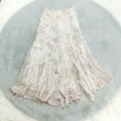 マイストラーダ 花柄刺繍フィッシュテールスカート 裾フレア　サイズ2 ロング