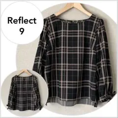 【美品♪】Reflect 袖口リボンチェックブラウス ブラック系のサムネイル
