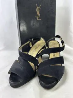 送込 イヴ・サンローラン バックストラップサンダル ブラック 23㎝