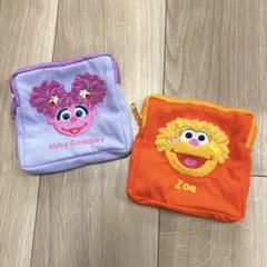 セサミストリートもこもこポーチ3　アビー　ゾーイ