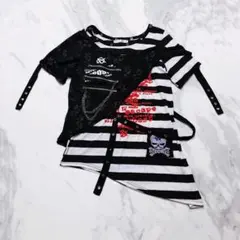 ACDC RAG♡パンクボーダートップスy2k 平成 ギャル グランジ ゴシックのサムネイル