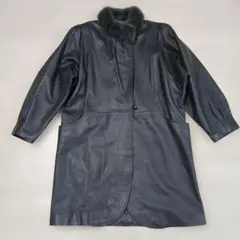 レザーコート 山羊革　リアルファー付き　フリーサイズ