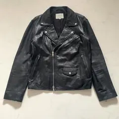 ビューティアンドユース 羊革 ダブルライダースジャケット 黒 M