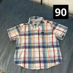 DOUBLE.B ミキハウス 半袖シャツ チェック 男の子 女の子 90cm