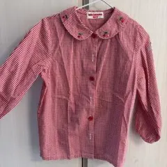 MIKIHOUSE 110 赤 チェック柄 長袖シャツ