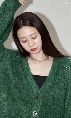 MARY QUANT×PUBLUX グリーンシャギーニットカーディガンのサムネイル