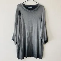 ZARA グレー ダメージ加工 セーター XL