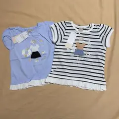 プティマイン　Tシャツ 2枚セット ブルー ストライプ