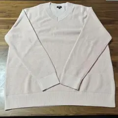 ユニクロ（UNIQLO）ワッフルVネックセーター　ピンク　3XLのサムネイル