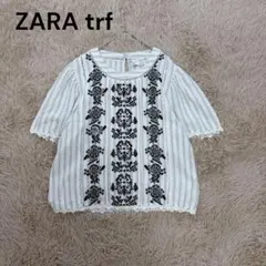 ザラ◇ZARA trf エンブロイダリー刺繍 はしごレース ストライプブラウス♪のサムネイル