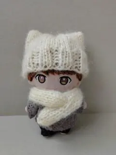 キスマイ ぬいぐるみ 衣装 ネコ耳ニット帽 オフホワイト 10㎝ぬい服