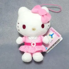 ハローキティ レトロワンピース ちょいデカマスコット ピンク