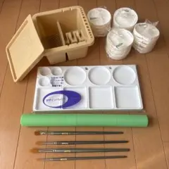 水彩画用具セット 絵筆・パレット・筆洗い・絵の具皿