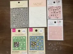 ネイルシール7枚 貝・リボン・レモン・メロンソーダ・レオパード