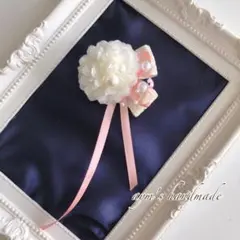 ホワイト＆ピンク　小さなコサージュ　入学式　入園式　卒園　卒業　ハンドメイド