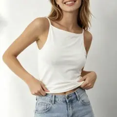 SHEIN カップ付きキャミソール スクエアネック　ホワイト