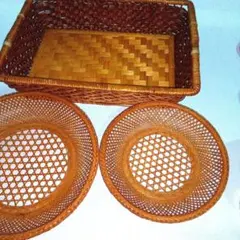 昭和レトロ 竹ザル 籐製バスケット3点セット - メルカリ