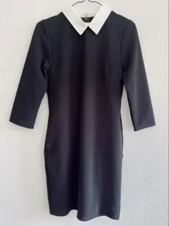 ダズリン　ワンピース　ブラックタイトドレス ホワイト襟付き 七分袖