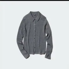 UNIQLO ユニクロ★ メリノリブポロカーディガン　Mサイズ　グレー