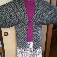 【最終処分】【お値下げしました】黒と白の幾何学模様 着物羽織