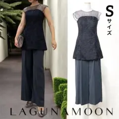 LAGUNAMOON　LADYレースビスチェパンツドレス ネイビー S