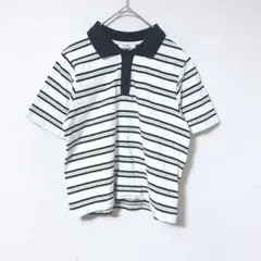 earth music&ecology ボーダー ネイビー グリーン ポロシャツ