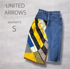 UNITED ARROWS デニム×スカーフ柄 ドッキングスカート リメイク風のサムネイル