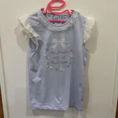 キッズ フリル袖 Tシャツ ライトブルーのサムネイル