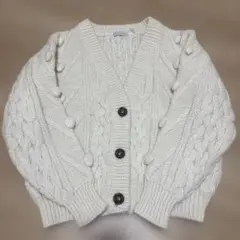 アイボリー ケーブル編み ニットカーディガン