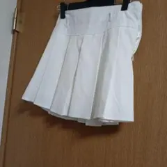 m*a様 白 ホワイト プリーツミニスカート ウエストゴム入り インパン付き