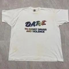 90s USA製 フルーツオブザルーム　DARE メッセージT フェード