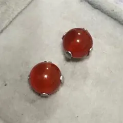 天然 カーネリアン シルバーピアス 8ミリ