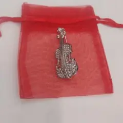 シルバー バイオリン型 ブローチ