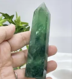【天然石】綺麗なグリーンのフローライト ポイント★タワー★六角柱