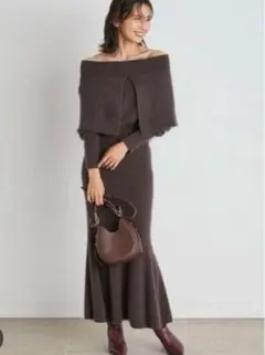 SNIDEL スリットショールオフショルワンピ