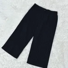 【c3067】UNIQLO ワイドアンクルパンツ　ストライプ　タック