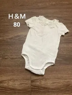 H&M レース襟 ホワイトロンパース EUR 80