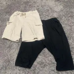 ハーフパンツ 110サイズ クリーム色、ブラック　2本セット