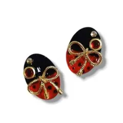 ハンドメイド ピアス イヤリング レジン バイカラー 黒 赤 小ぶり