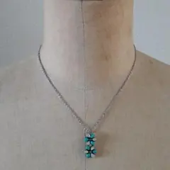 シルバー　ネックレス　ターコイズ＆シェル