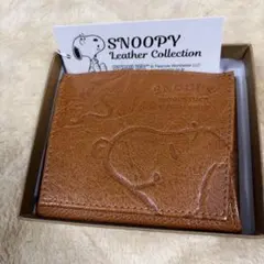 SNOOPY レザー コインケース ブラウン